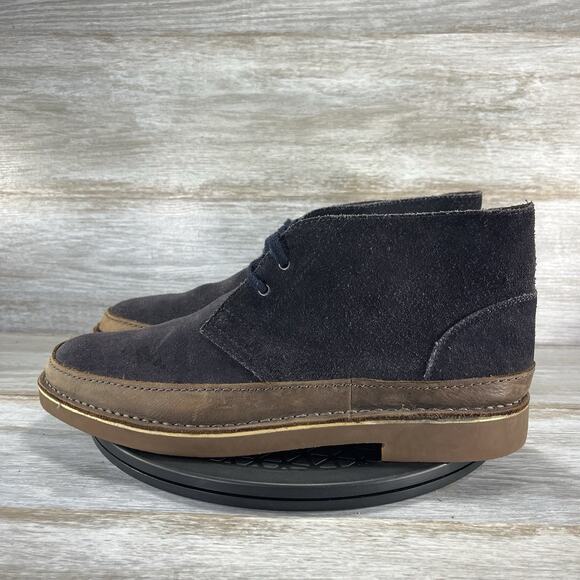 Clarks Men's Bushacre Rand Dark Navy Suede Chukka Boots Size 12 - Picture 1 of 8